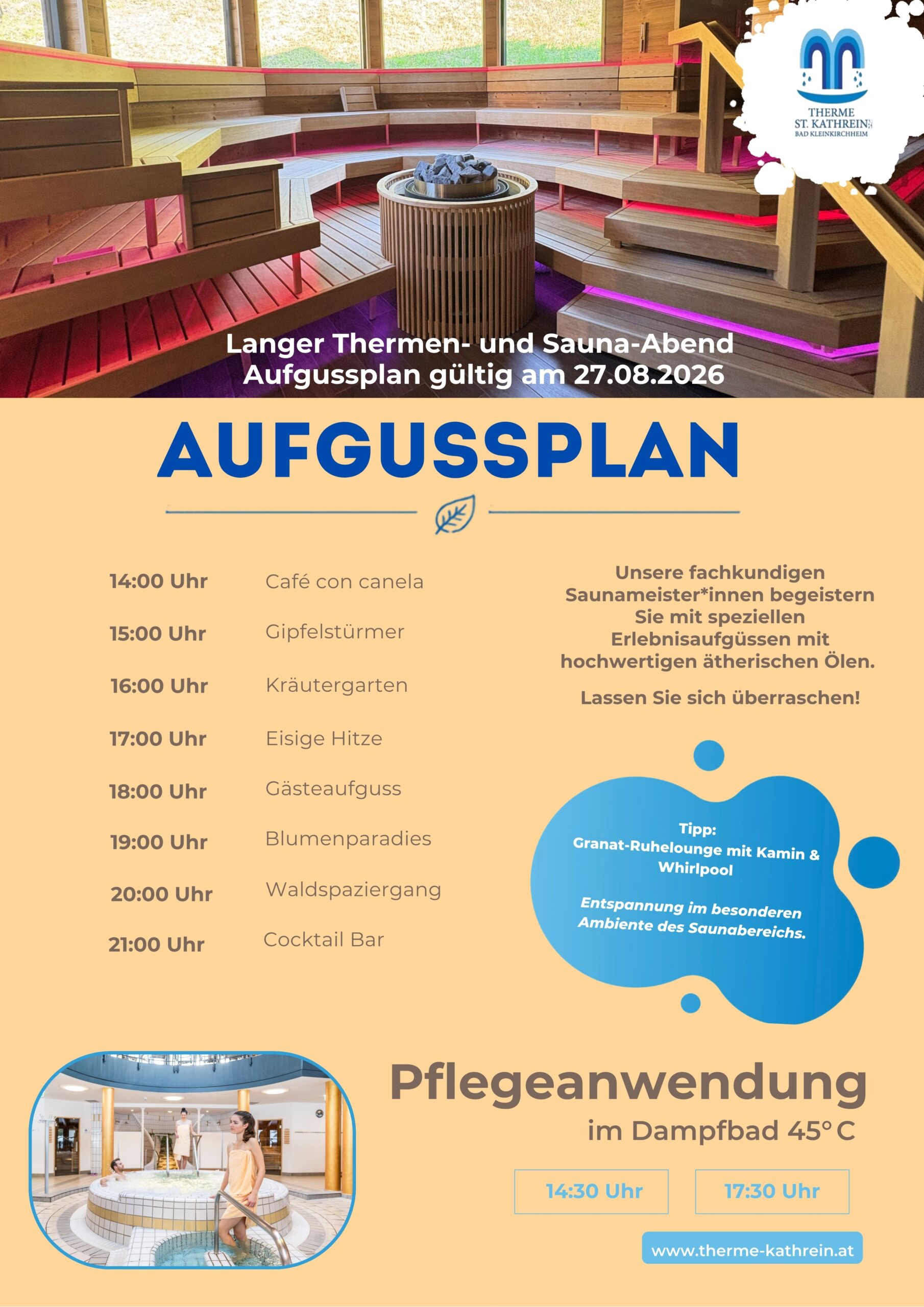 Aufgussplan am 27.08.2026