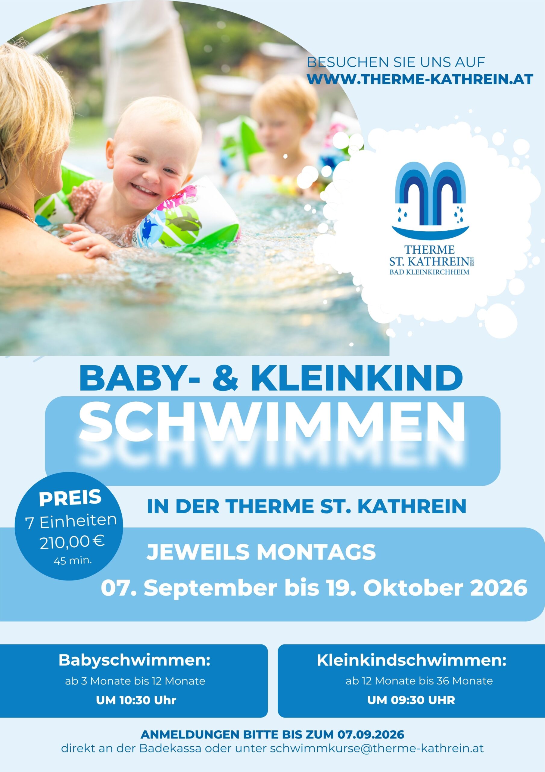 Plakat Baby-Kleinkind-Schwimmkurs September 2026