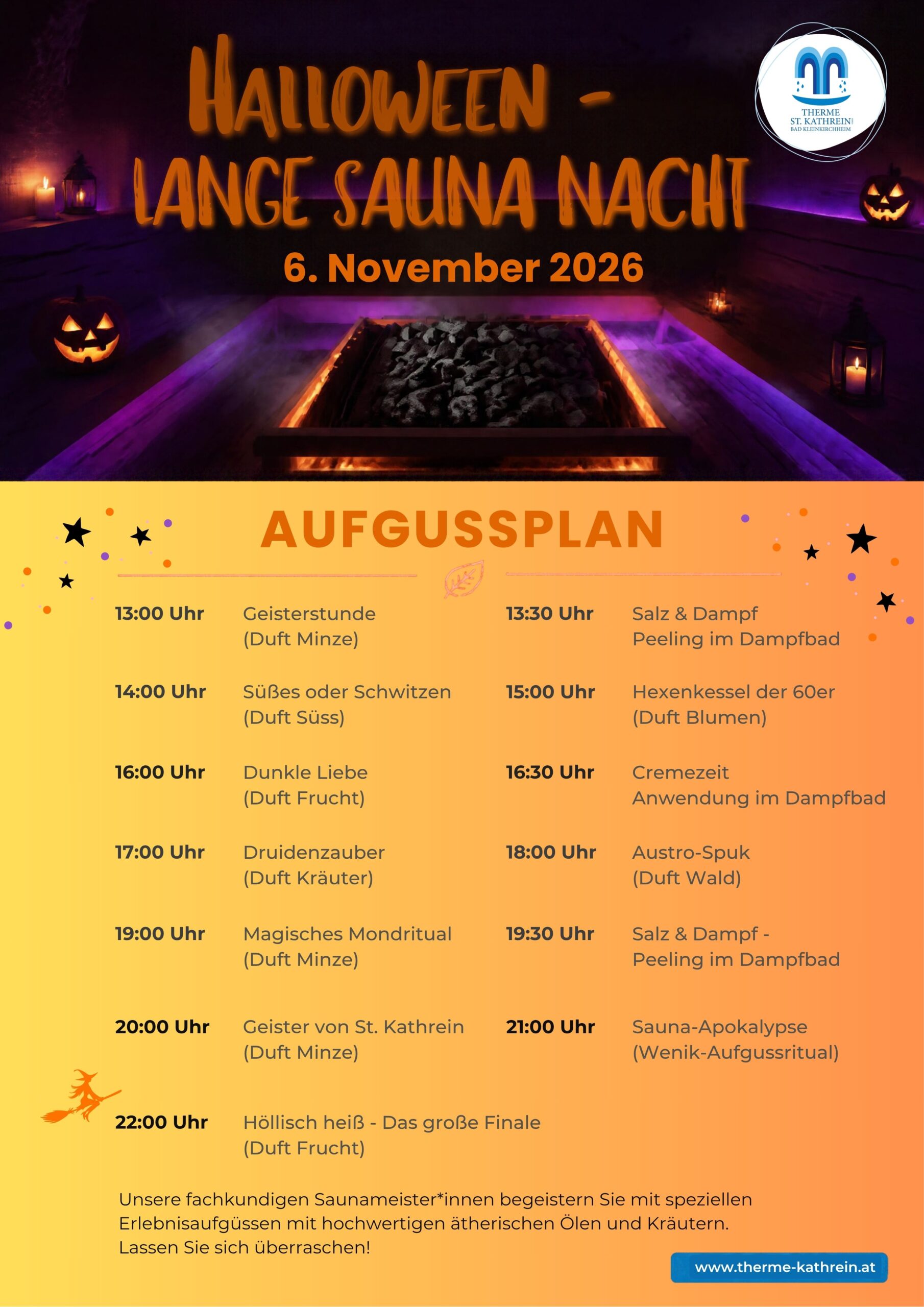 Halloween Aufgussplan Therme St. Kathrein
